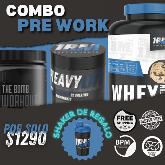 "Combo Pre Work: Desata Tu Máximo Potencial con Nuestro Paquete Exclusivo de Whey, Creatina y Pre Workout"